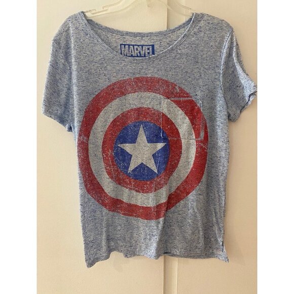 Marvel Captain America Linen Blend Distressed T-shirt, XL - Picture 1 of 6